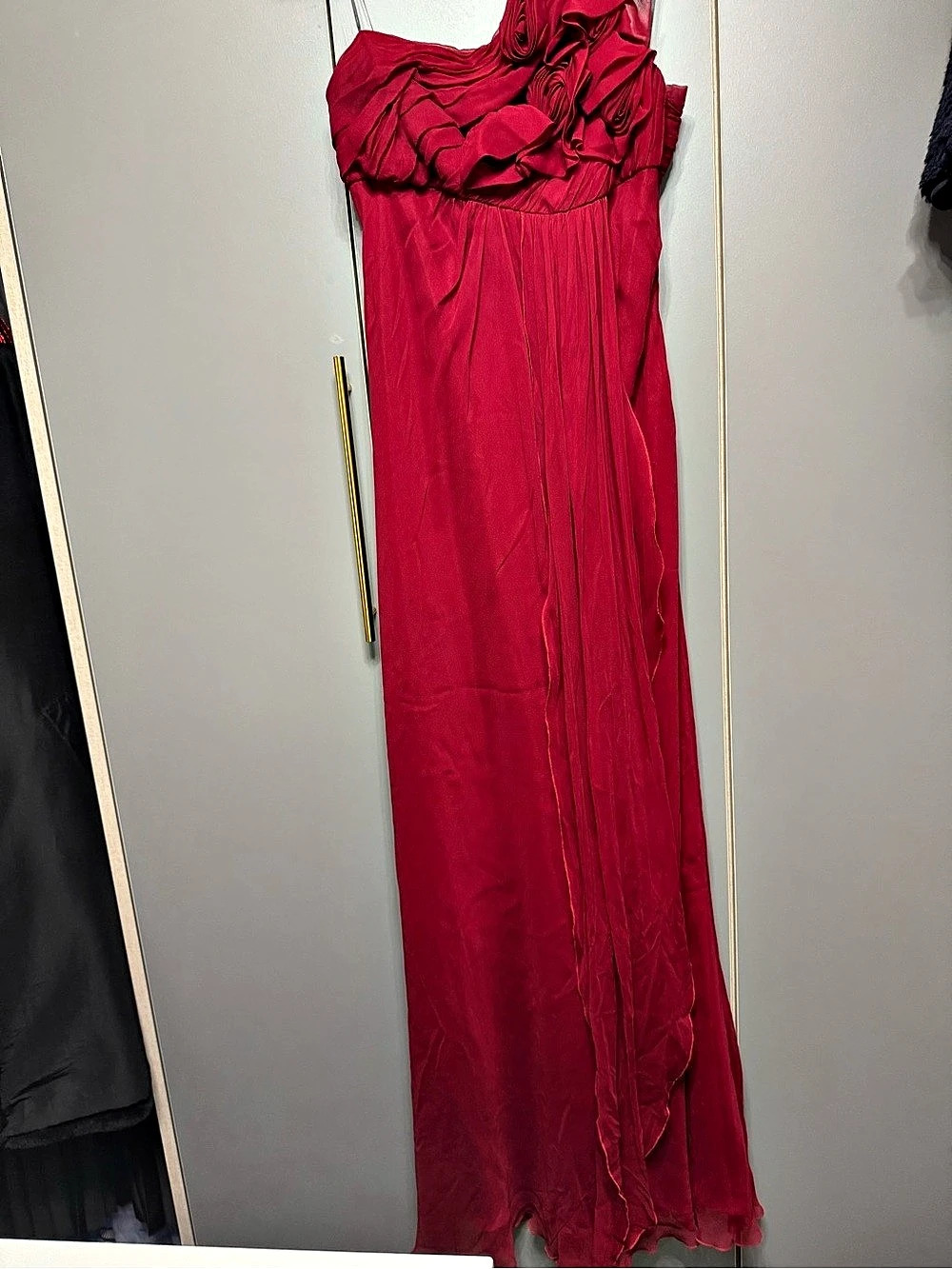 A.B.S. by Allen Schwartz Collection Maxi Dress Ruffled Maxi Dress in Red Size 8